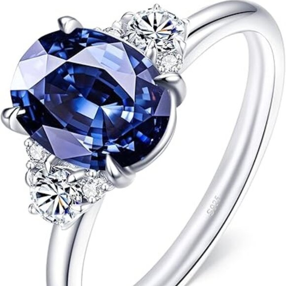Moissanite Engagement Ring VVS1 Clarity Wedding Ring - 2.2CTTW Royal Blue Oval